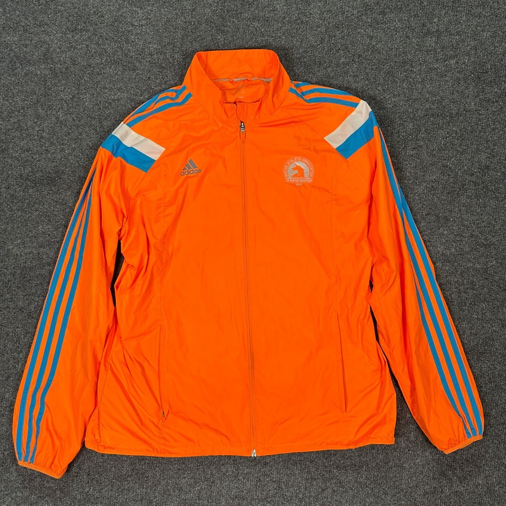 Adidas 2014 Boston Marathon Celebration Jacket Orange Windbreaker Men's Size L